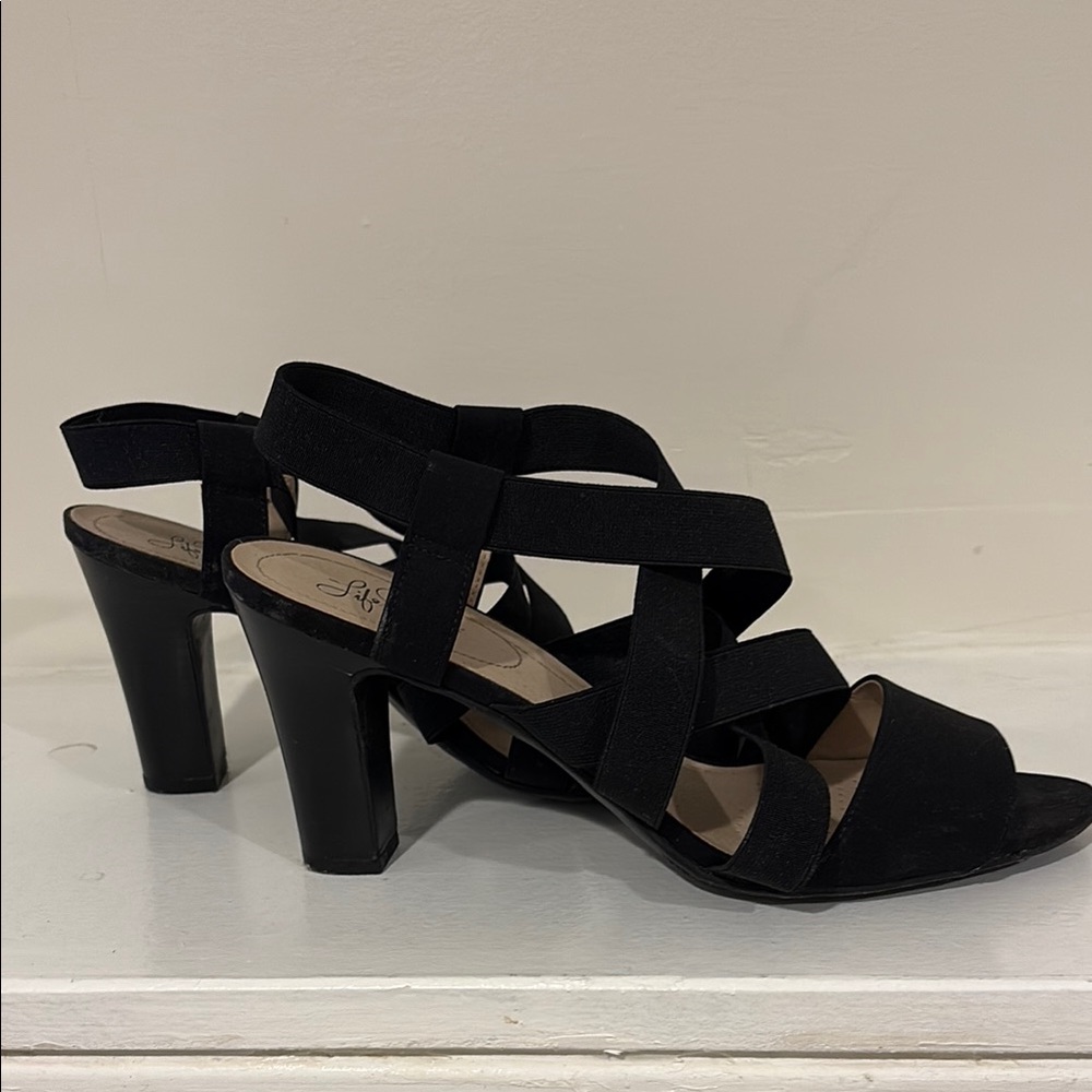 Life Stride Black Chunky Heel Sandals